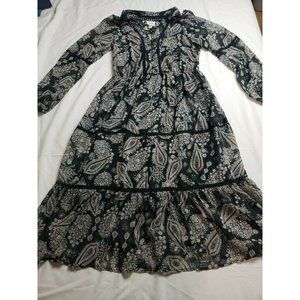 Knox Rose Floral Cottagecore Women’s Med Dress Sheer Embroidered V Neck Blouson